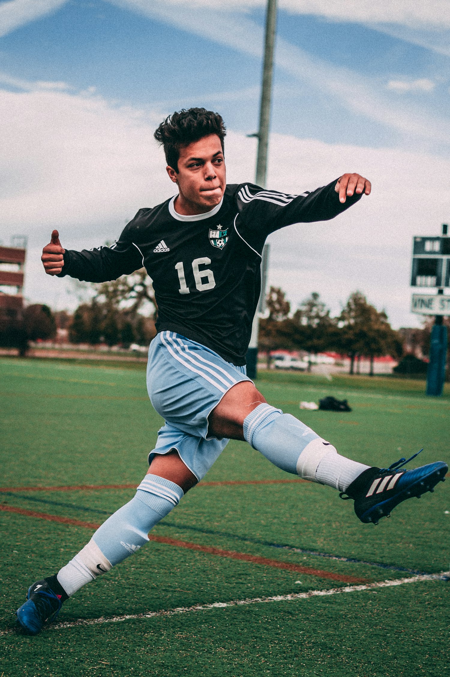 Youth soccer player in action